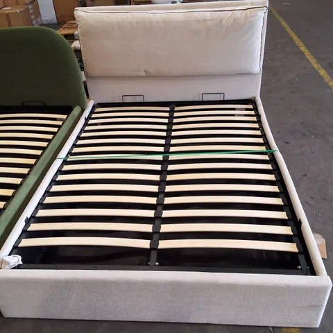 ROSEDALE UPHOLSTERED FABRIC OTTOMAN BED FRAME - PILLOW HEADBOARD DESIGN - KING