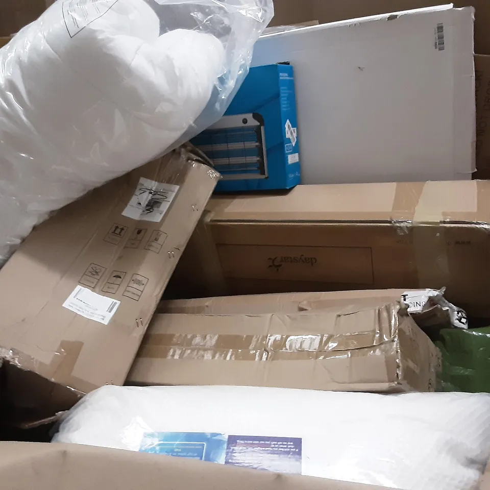 PALLET OF ASSORTED PRODUCTS INCLUDING G-BLOCS PARASOL BASE SET, HOMIDEC, LAKHMAALI MATTRESS TOPPER, PROFESSIONL INSECT KILLER, PAPER CUTTER
