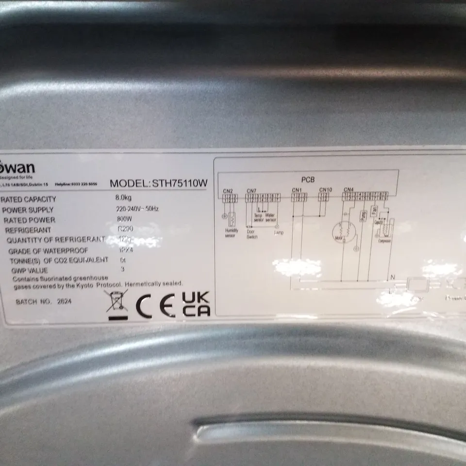 SWAN STC75110W 8KG LOAD CONDENSER TUMBLE DRYER IN WHITE