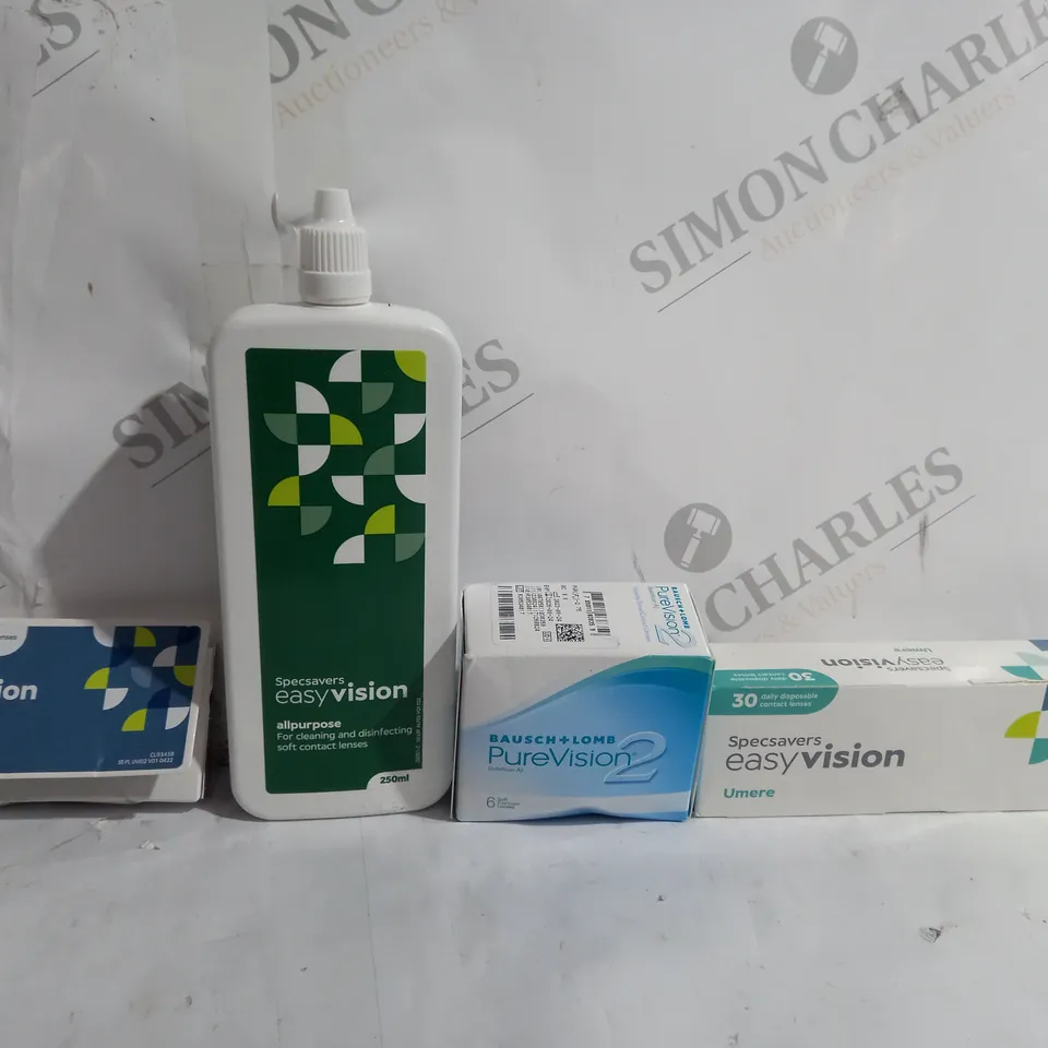 BOX OF APPROX 15 ASSORTED VISION CARE ITEMS TO INCLUDE -  SPECSAVERS EASY VISION OPTEYES TORIC -EASY VISION UMEREN- BAUSCH + LOMB PURE VISION 2 ECT