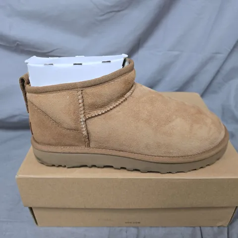 BOXED PAIR OF UGG WOMENS CLASSIC ULTRA MINI IN BROWN - UK 6