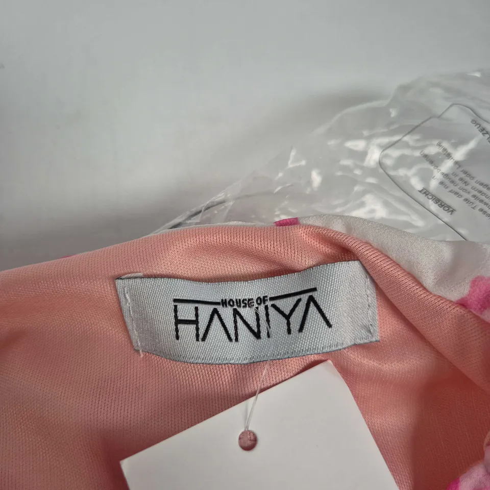 HOUSE OF HANYA KARA PINK FLORAL PREMIUM-LINED CHIFFON SUMMER DRESS – UK 6-16 ONE SIZE – PINK