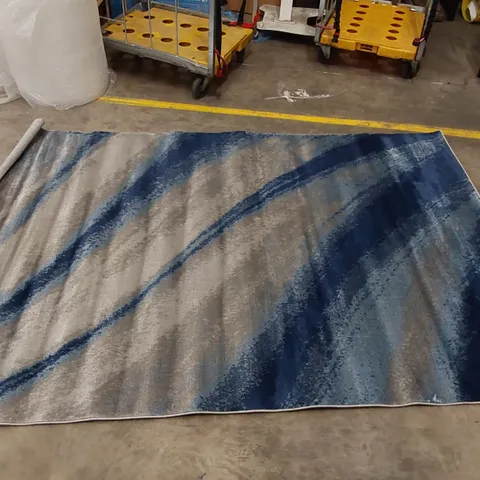 RIGINA ABSTRACT DHURRIE NAVY/GREY AREA RUG // 160 X 230CM