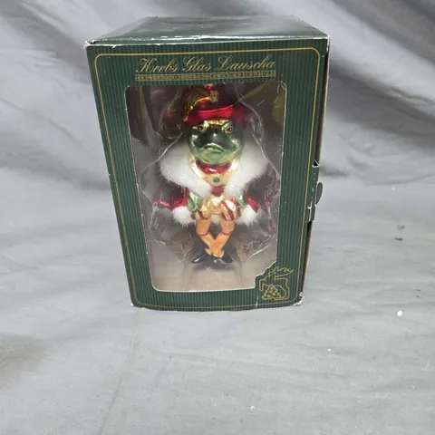 KREBS GLAS LAUSCHA GLASS CHRISTMAS TREE ORNAMENT – FROG FIGURE, BOXED