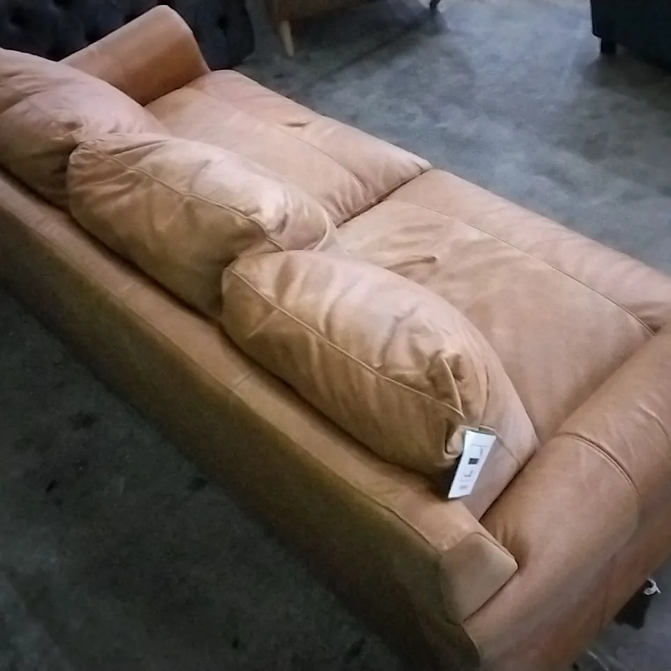 QUALITY 3 SEATER RUST LEATHER SOFA 