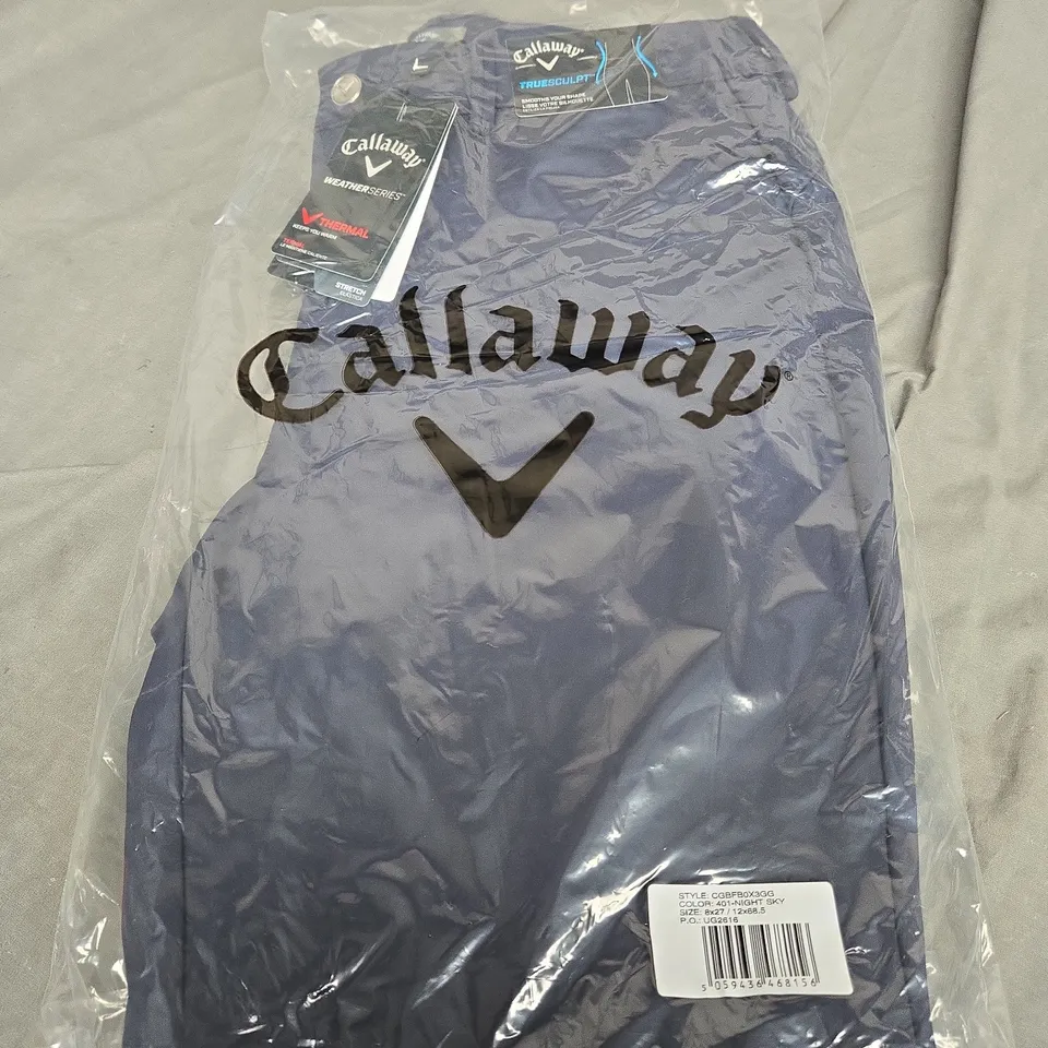 SEALED CALLAWAY WEATHER SERIES THERMAL STRETCH NAVY PANTS - SIZE US 8X27