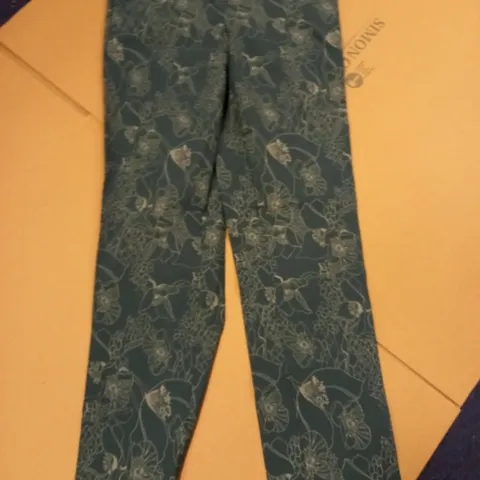 BRAND NEW MR MAX FASHION STRETCH TROUSERS WITH FLORAL DESIGN IN THYME - SIZE 12