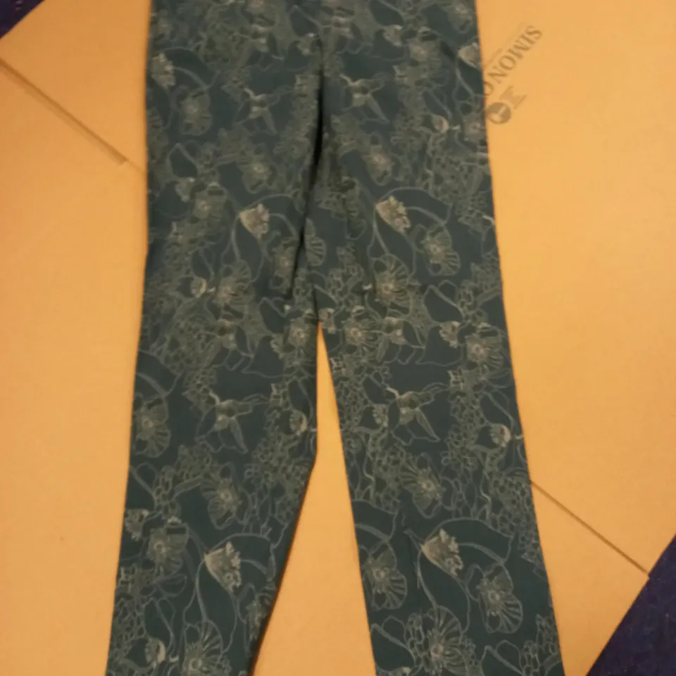BRAND NEW MR MAX FASHION STRETCH TROUSERS WITH FLORAL DESIGN IN THYME - SIZE 12