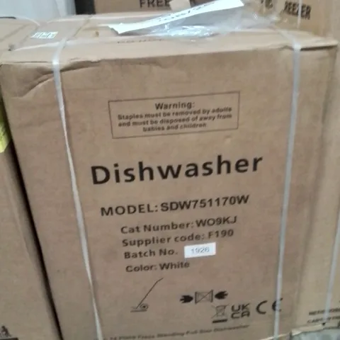 BOXED SWAN SDW751170W 14 PLACE FULLSIZE DISHWASHER - WHITE