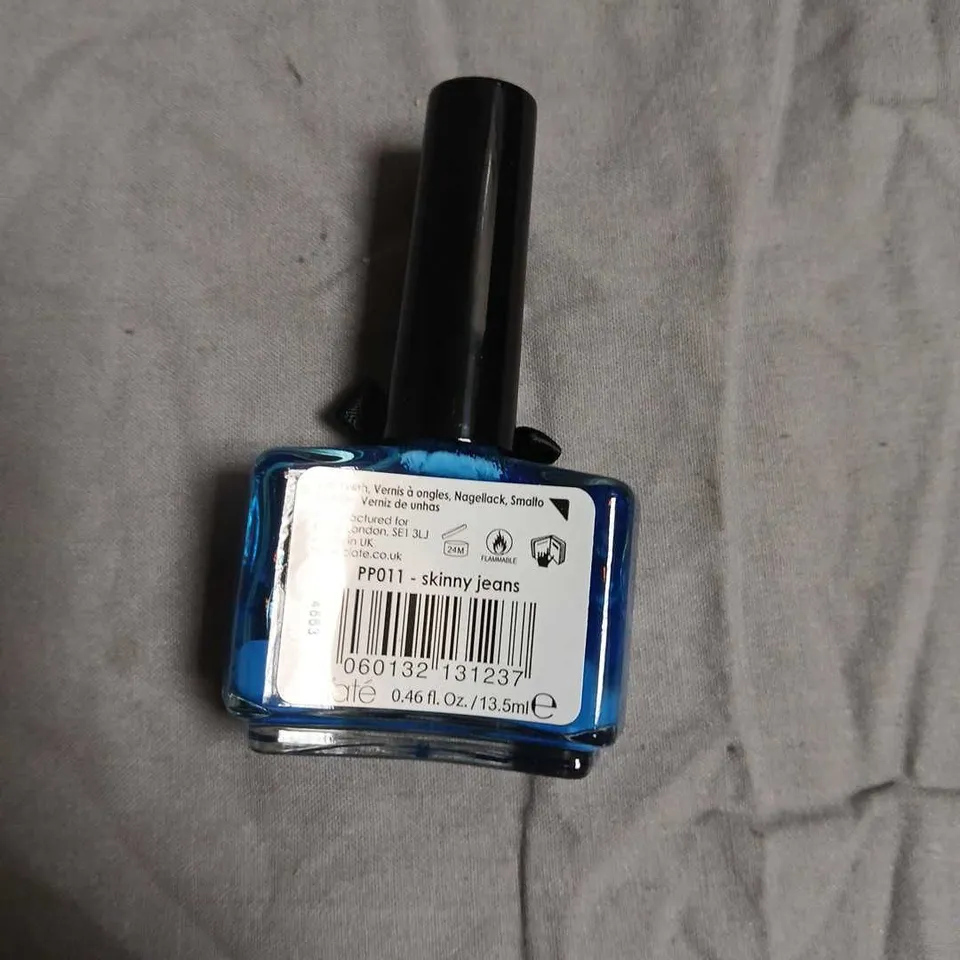 BOX OF APPROXIMATELY 130 CIATÉ LONDON PAINT POTS NAIL POLISH – SKINNY JEANS (BLUE), 0.46 FL OZ / 13.5 ML –NO EXPIRY DATE SHOWN 