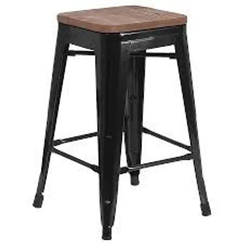 BOXED FLASH FURNITURE BLACK 24.0-IN H COUNTER HEIGHT STACKABLE METAL BAR STOOL 