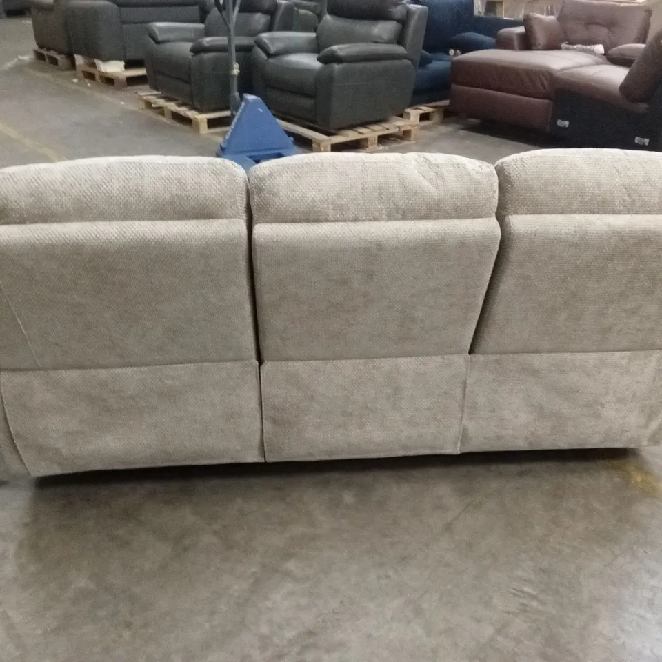 ALBION CHUNKY WEAVE 3 SEATER HIGH BACK MANUAL RECLINER SOFA - NATURAL RRP £679