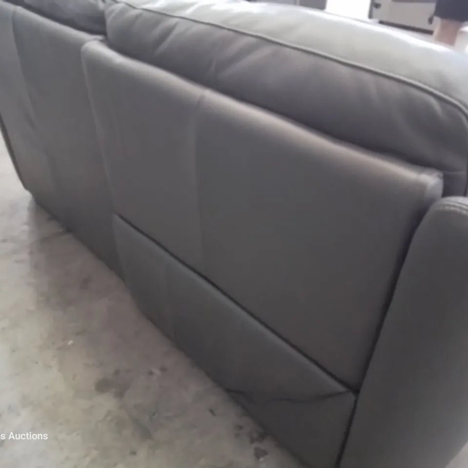 QUALITY ITALIAN DESIGNER PALMA POWER RECLINING THREE SEATER SOFA GREY LEATHER