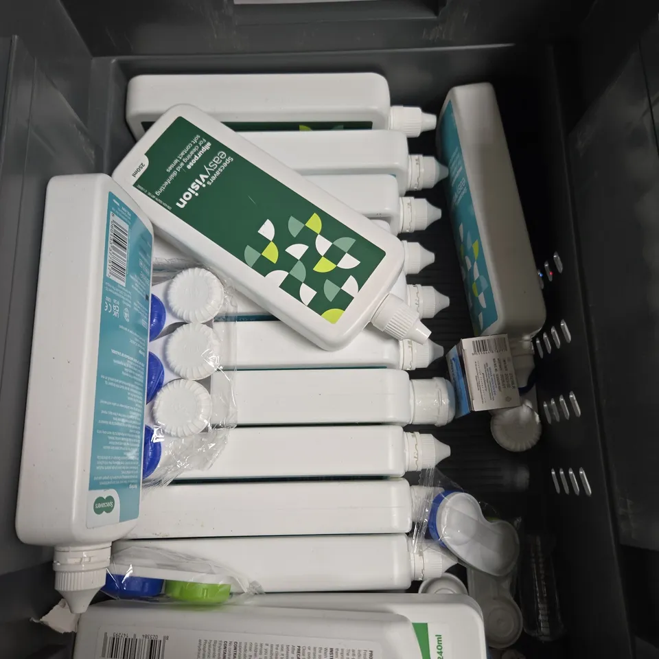 APPROXIMATELY 15 ASSORTED HEALTH PRODUCTS TO INCLUDE CONTACT LENS SOLUTION, NICORETTE PRODUCTS ETC 