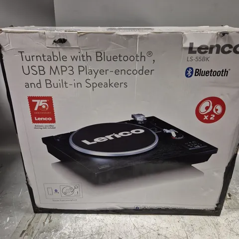 BOXED LENCO TURNTABLE WITH BLUETOOTH AND BUILT IN SPEAKERS - LS-55BK