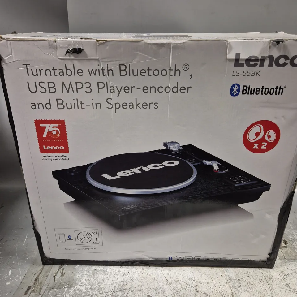 BOXED LENCO TURNTABLE WITH BLUETOOTH AND BUILT IN SPEAKERS - LS-55BK
