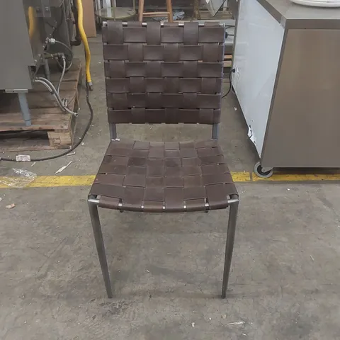 DESIGNER WOVEN LEATHER DINING CHAIR