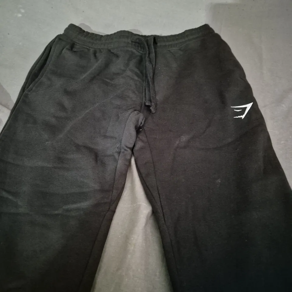 GYMSHARK BLACK TRACKSUIT JOGGERS - XS