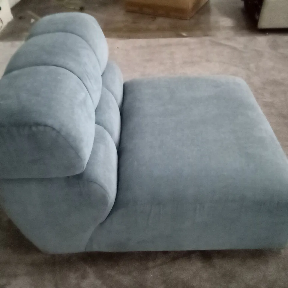 QUALITY DESIGNER ARMLESS CHAIR - LIGHT BLUE FABRIC 