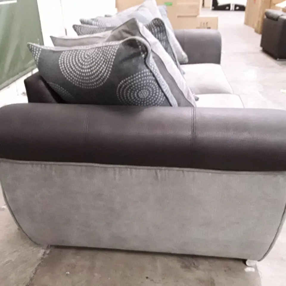 QUALITY DESIGNER DANUBE 3 SEATER SOFA - GREY/BLACK FABRIC
