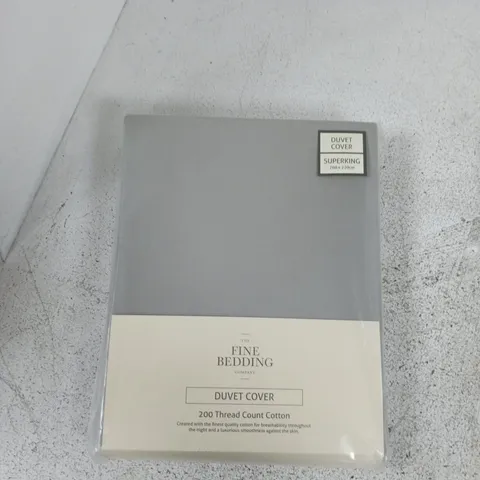 THE FINE BEDDING COMPANY 200 THREAD COUNT COTTON DUVET COVER IN GREY - SUPER KING