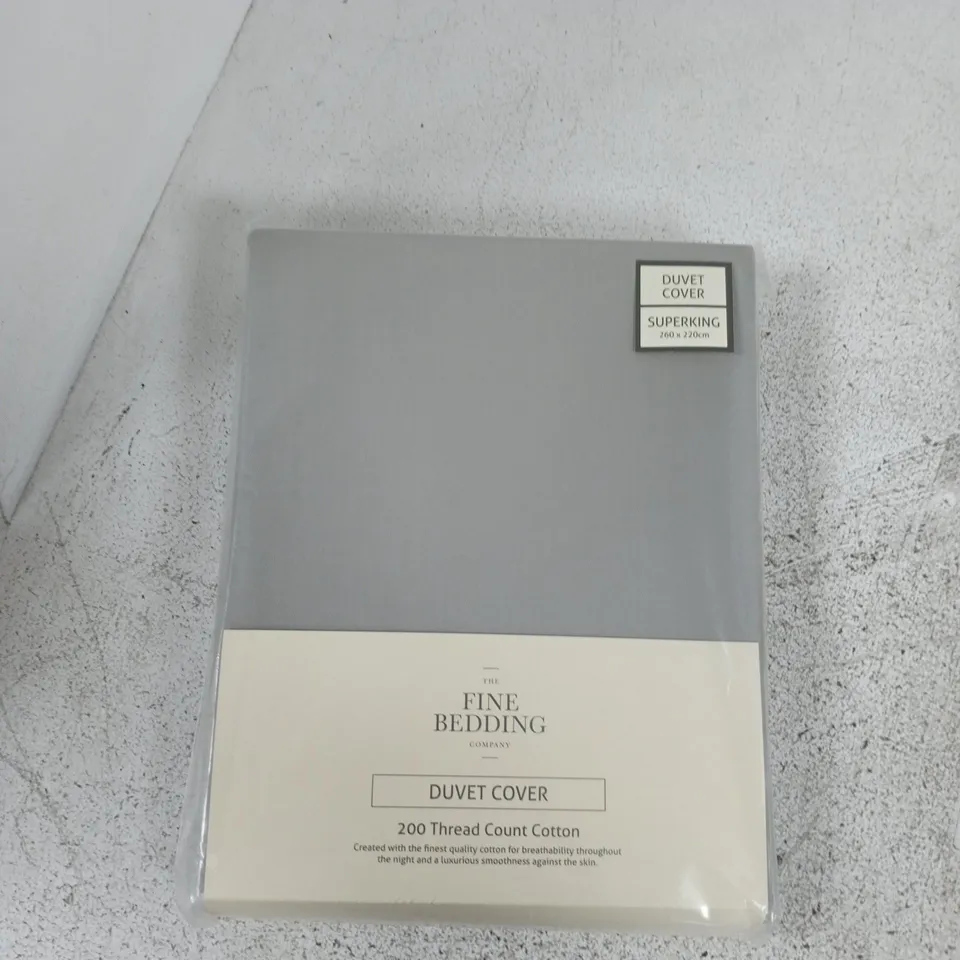 THE FINE BEDDING COMPANY 200 THREAD COUNT COTTON DUVET COVER IN GREY - SUPER KING