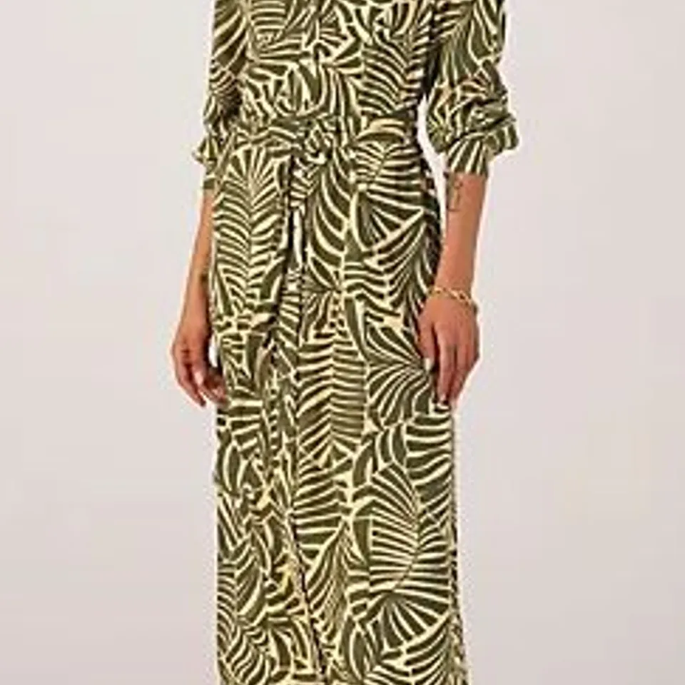 ONLY LINEN BLEND ANKLE LENGTH DRESS OLIVE PALM EXTRA LARGE