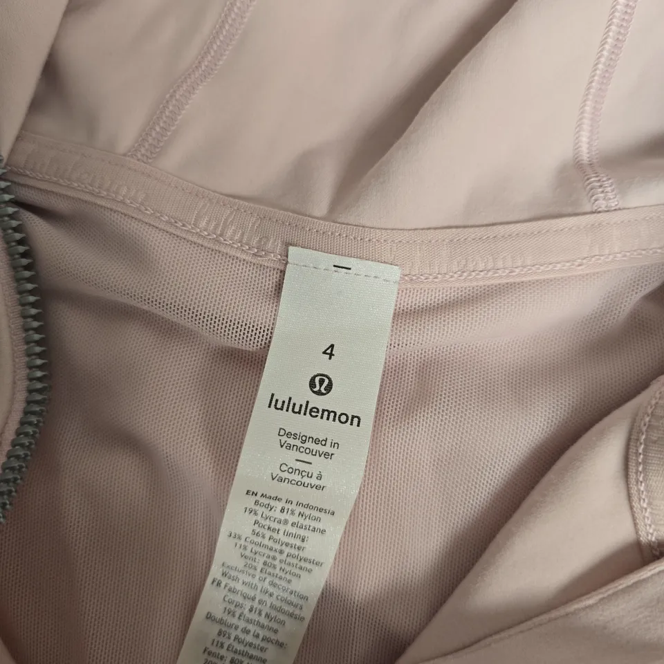 LULULEMON WOMEN'S HOODED ZIP JACKET TOP – PINK, UK 8 (US 4)