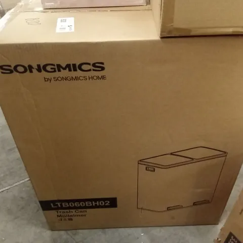 BOXED SONGMICS DUAL RUBBISH BIN, METAL RECYCLING BIN WITH 15 RUBBISH BAGS, 2-COMPARTMENT (1BOX)