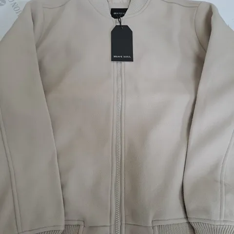 BRAVE SOUL FLEECE JACKET IN BEIGE - MEDIUM
