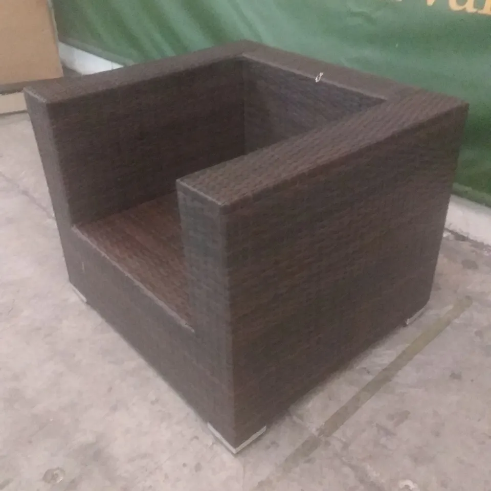 RATTAN EFFECT BROWN GARDEN ARMCHAIR