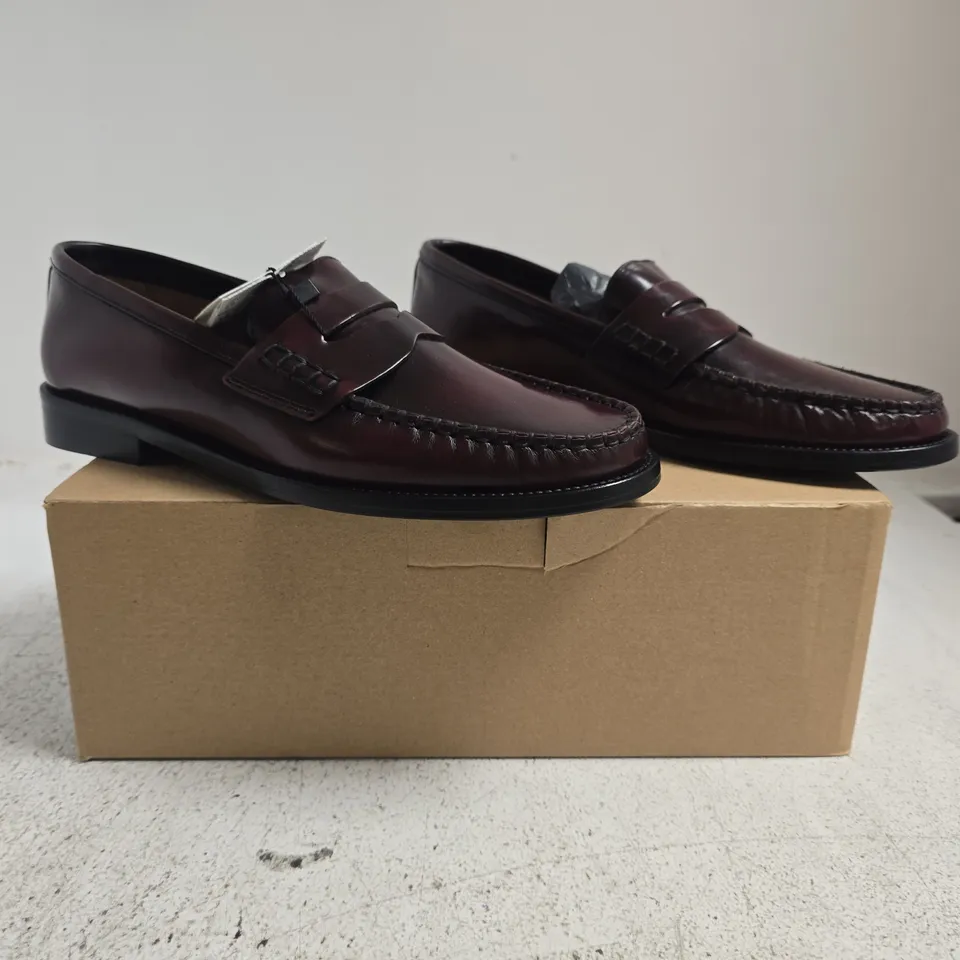 BOXED PAIR OF MANGO 620 WOMAN LOAFERS IN OXBLOOD SIZE UK 6