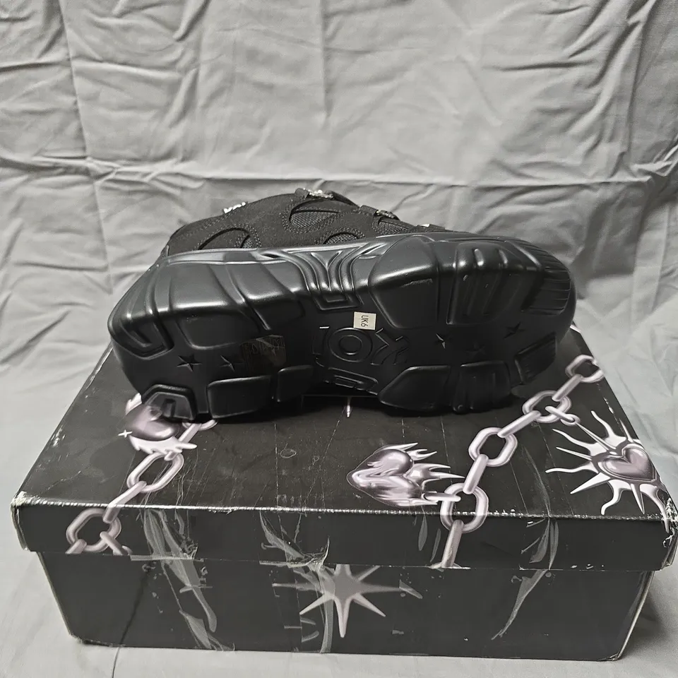 BOXED PAIR OF KOI NECROMANCER CHUNKY PLATFORM TRAINERS IN BLACK - 6