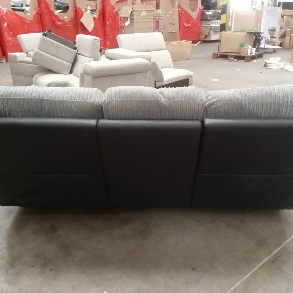 SIENNA FABRIC/FAUX LEATHER HIGH BACK 3 SEATER RECLINER SOFA RRP £849