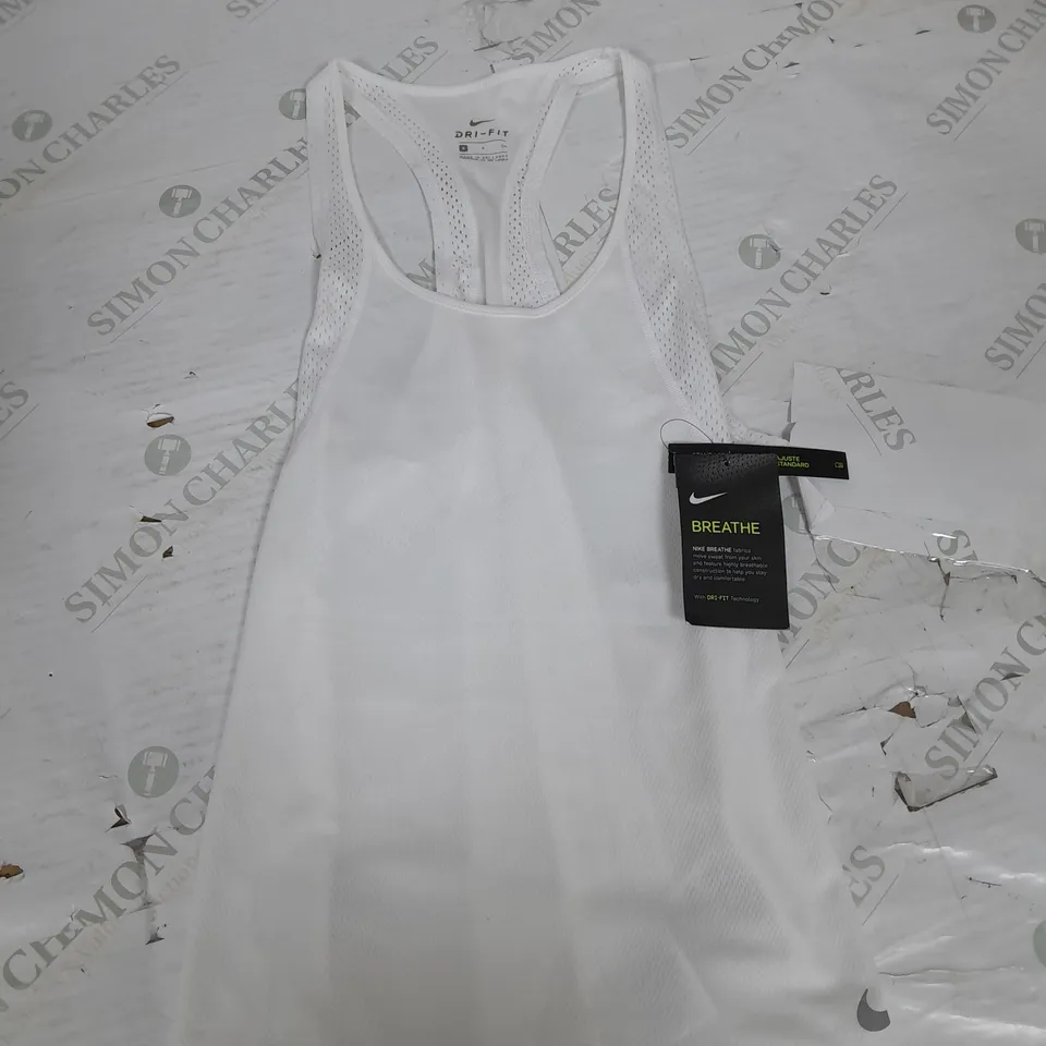 NIKE DRI FIT RUNNING VEST IN WHITE - SMALL