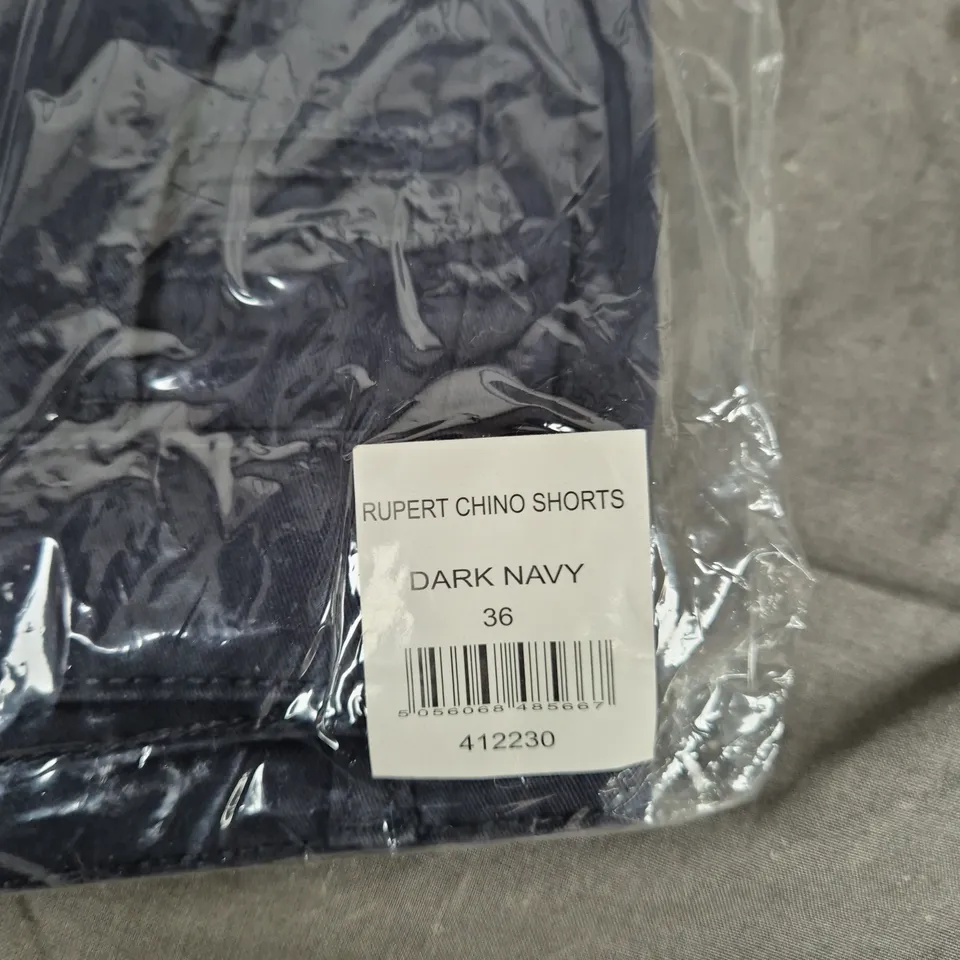 BAGGED RYDALE COUNTRY CLOTHING RUPERT CHINO SHORTS – DARK NAVY, UK 36