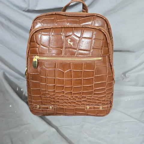 BROWN CROCODILE-EMBOSSED RUCKSACK 