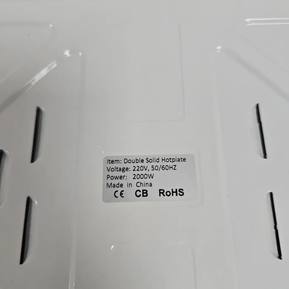 DOUBLE SOLID HOT PLATE – 2000W, 220V, WHITE (MADE IN CHINA)