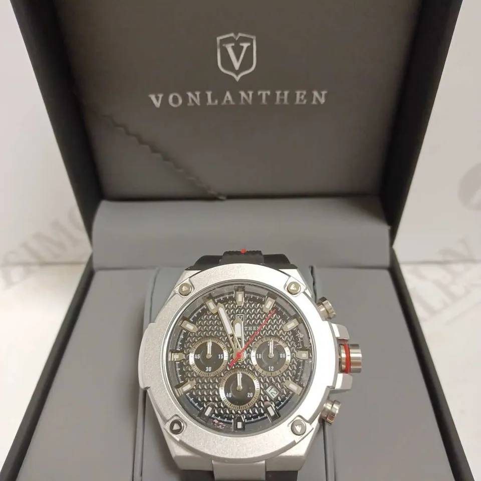 VONLANTHEN TRIPLE DIAL BLACK RUBBER STRAP WATCH