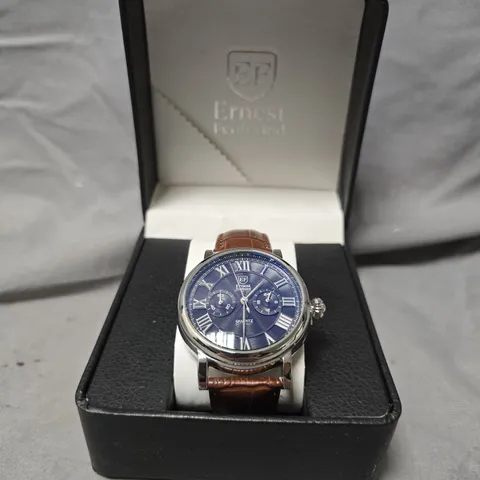 MENS ERNEST FERDINAND WATCH – SUB DIALS – LEATHER STRAP – GIFT BOX