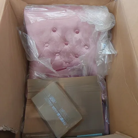 BOXED PINK VELVET UPHOLSTERED DINING CHAIR