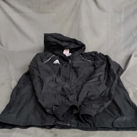 ADIDAS BLACK HOODED WINDBREAKER JACKET – KIDS UK 11-12A (AGES 11–12) 