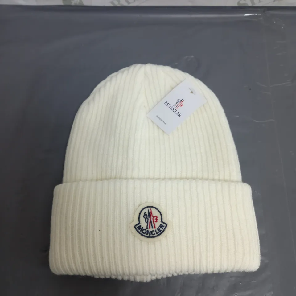 MONCLER BEANIE HAT IN CREAM