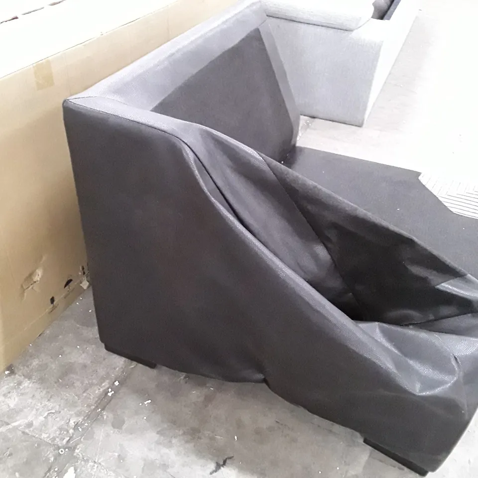 BLACK FAUX LEATHER CORNER SOFA PART 