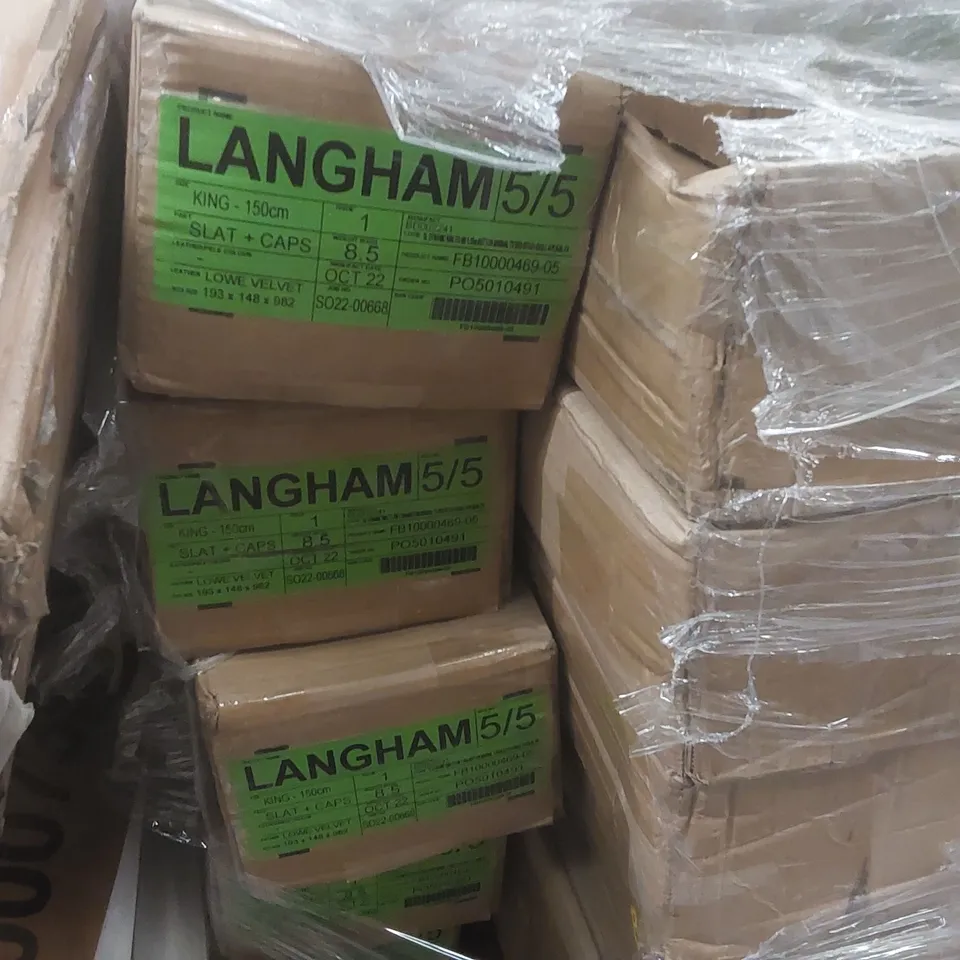 PALLET CONTAINING A VERY LARGE QUANTITY OF ASSORTED DESIGNER FURNITURE PARTS INCLUDING: BED PARTS ECT