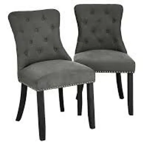 WARWICK VELVET PAIR OF STANDARD DINING CHAIRS - CHARCOAL/BLACK