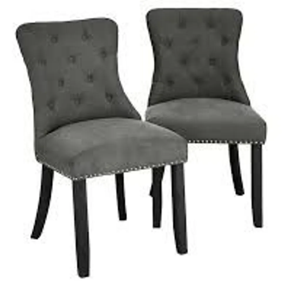 WARWICK VELVET PAIR OF STANDARD DINING CHAIRS - CHARCOAL/BLACK RRP £199