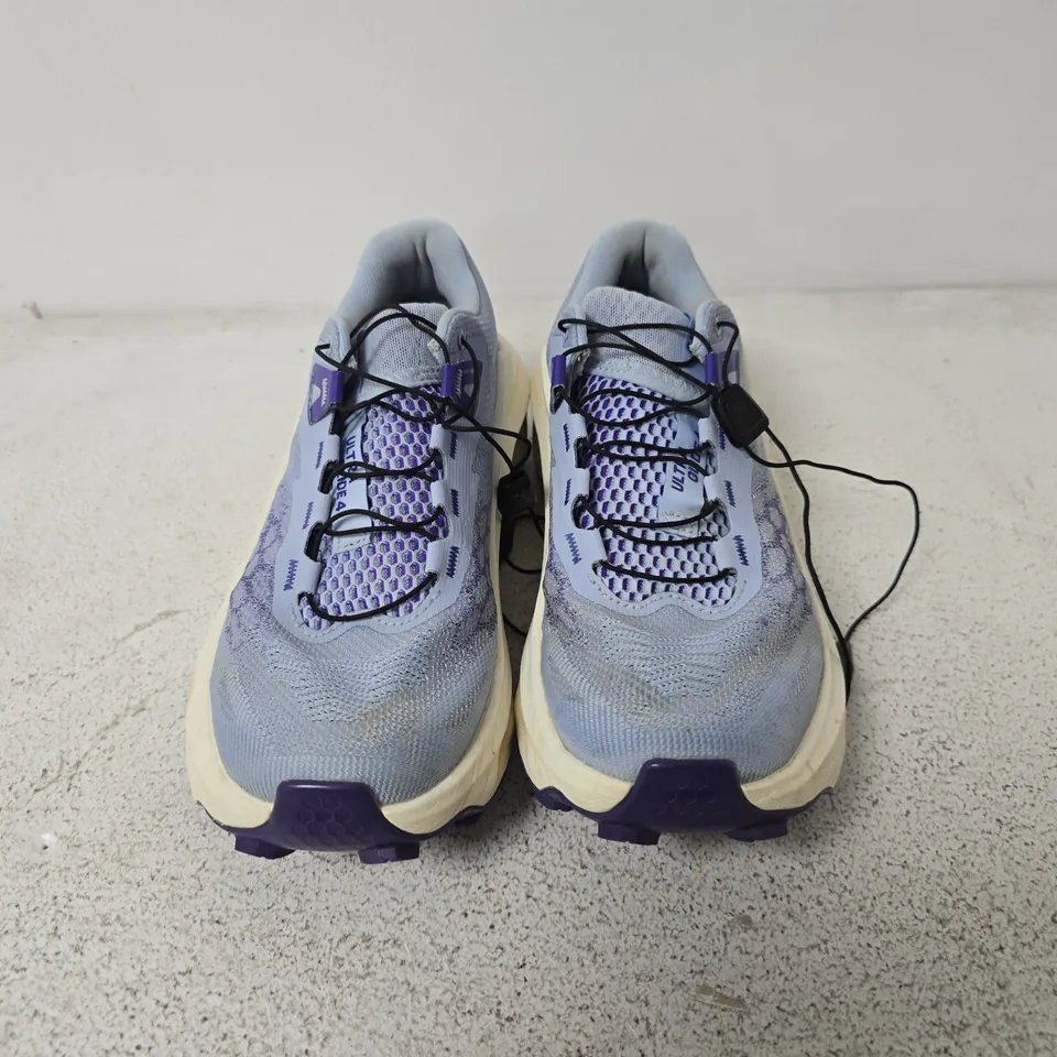 UNBOXED PAIR OF SALOMON WOMEN'S ULTRA GLIDE 4 TRAIL RUNNING SHOE IN THE BRUNNERA BLUE / VANILLA ICE / DEEP BLUE COLORWAY - UK 5.5