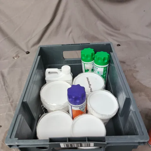TOTE OF APPROXIMATELY 10 ASSORTED ITEMS TO INCLUDE: TX DIRECT WASH IN WATERPROOFER 