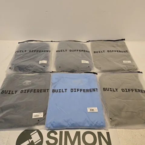 SET OF APPROXIMATELY 20 ASSORTED BUILT DIFFERENT T-SHIRTS/SHIRTS IN VARIOUS COLOURS AND SIZES